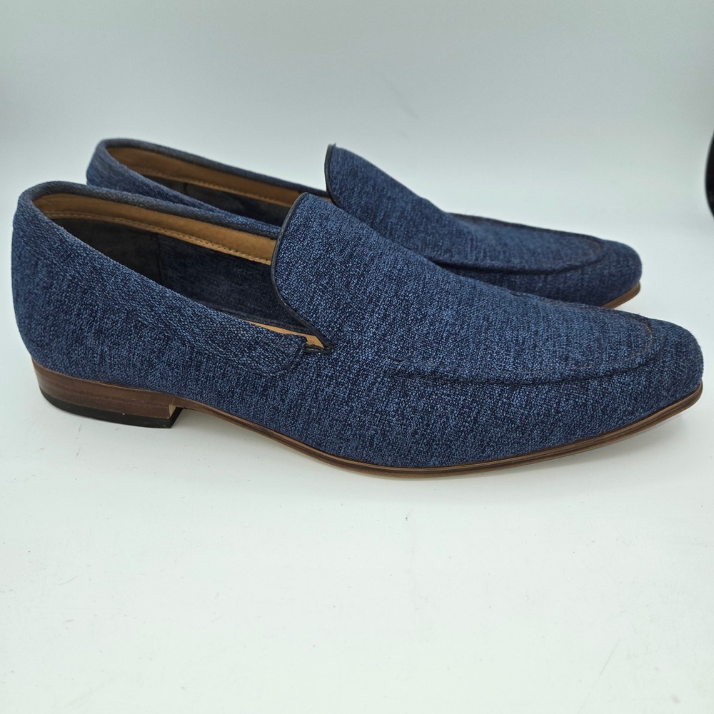 La Milano Men's Size 10 Navy Blue Denim Loafers Dress Shoes
